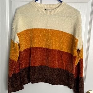 Volcom Retro Color-Block Crew Neck Sweater Cream and Orange
